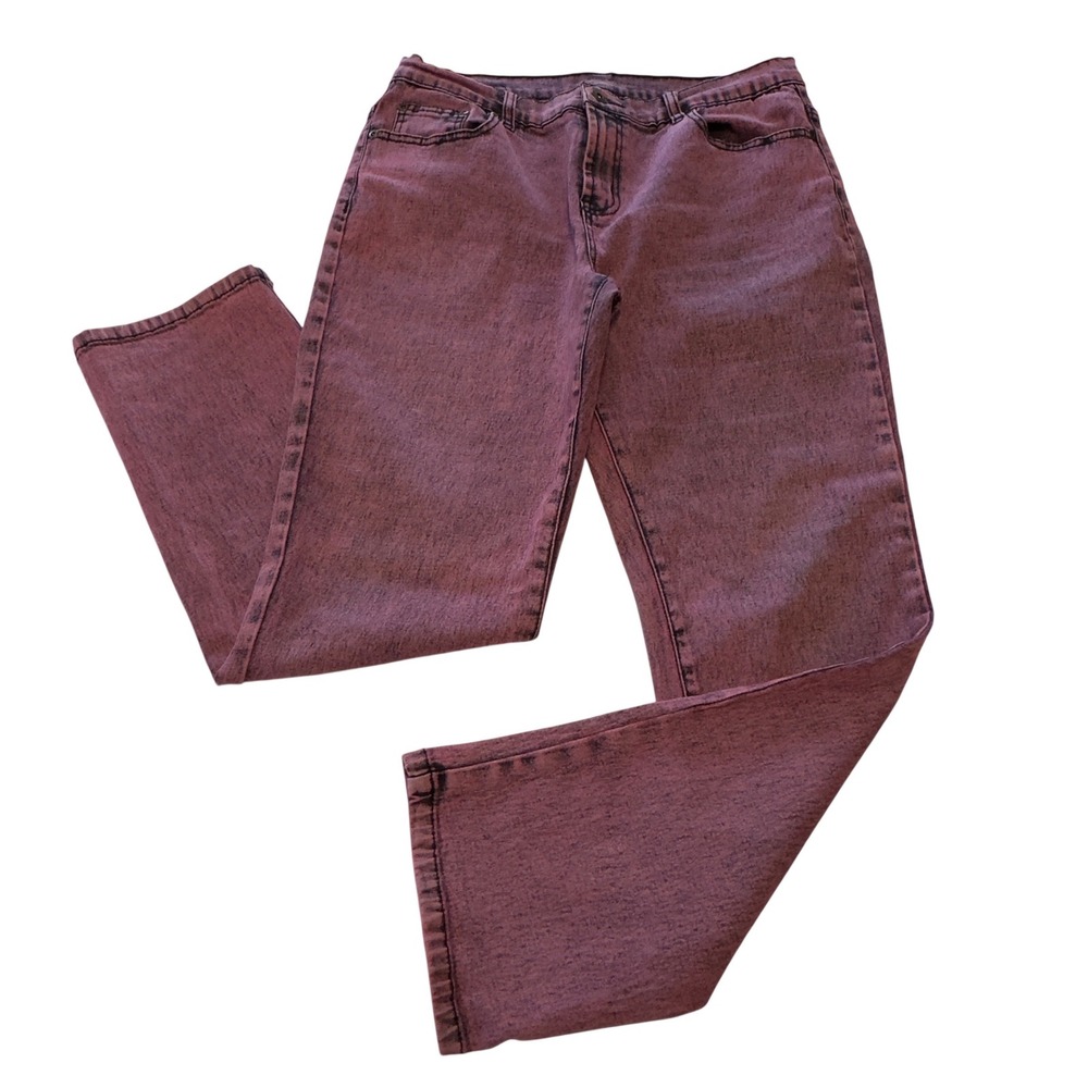 DG2 by Diane Gilman Purple Acid Wash Straight Leg Jeans Petite 8P Stretch‎ Denim